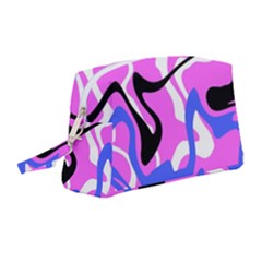 Swirl Pink White Blue Black Wristlet Pouch Bag (medium) by Cemarart