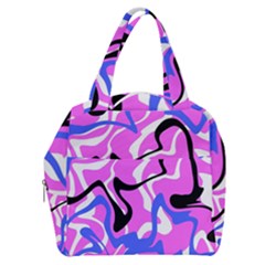 Swirl Pink White Blue Black Boxy Hand Bag by Cemarart