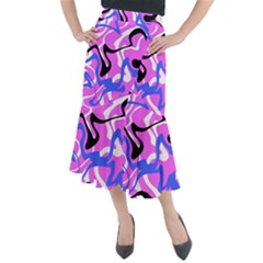 Swirl Pink White Blue Black Midi Mermaid Skirt by Cemarart