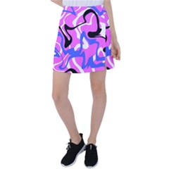 Swirl Pink White Blue Black Tennis Skirt by Cemarart