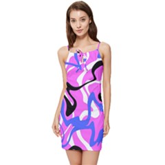 Swirl Pink White Blue Black Summer Tie Front Dress by Cemarart