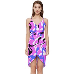 Swirl Pink White Blue Black Wrap Frill Dress by Cemarart