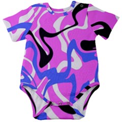 Swirl Pink White Blue Black Baby Short Sleeve Bodysuit by Cemarart