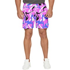 Swirl Pink White Blue Black Men s Runner Shorts by Cemarart