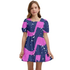 Texture Watercolour Liquify Kids  Short Sleeve Dolly Dress by Cemarart