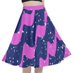 Texture Watercolour Liquify A-line Full Circle Midi Skirt With Pocket by Cemarart