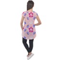 Flower Heart Print Pattern Pink Cap Sleeve High Low Top View2