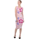 Flower Heart Print Pattern Pink Sleeveless Pencil Dress View3