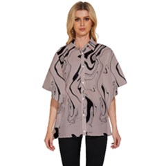 Chic Boho Decor Background Print Women s Batwing Button Up Shirt