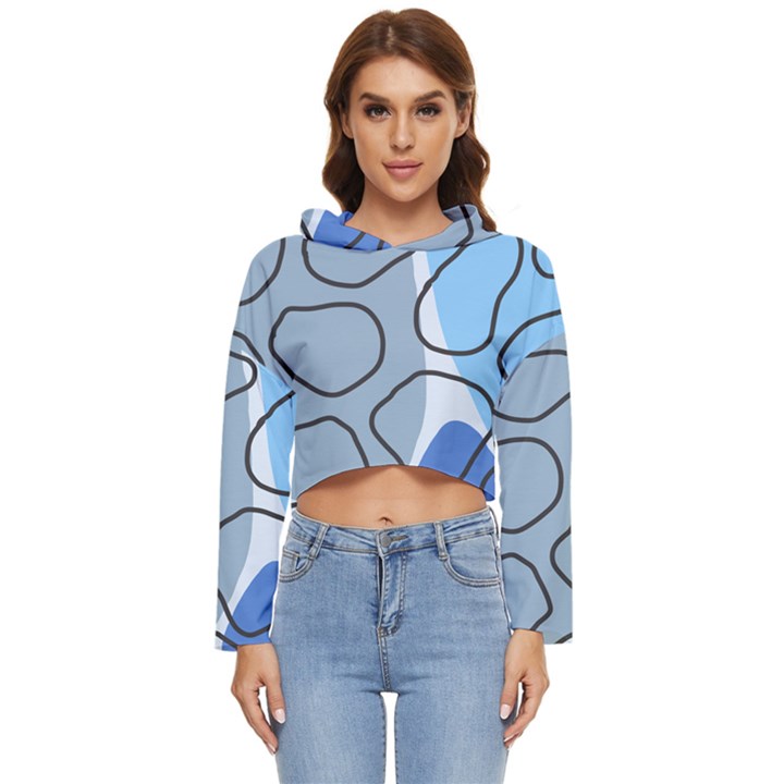 Boho Blue Deep Blue Artwork Women s Lightweight Cropped Hoodie