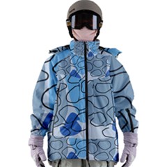 Boho Blue Deep Blue Artwork Women s Zip Ski And Snowboard Waterproof Breathable Jacket