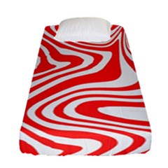 Red White Background Swirl Playful Fitted Sheet (single Size) by Cemarart