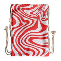 Red White Background Swirl Playful Drawstring Bag (large) by Cemarart