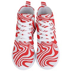 Red White Background Swirl Playful Women s Lightweight High Top Sneakers by Cemarart