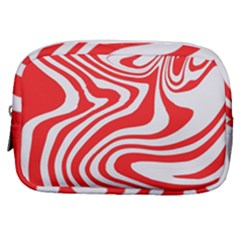 Red White Background Swirl Playful Make Up Pouch (small) by Cemarart