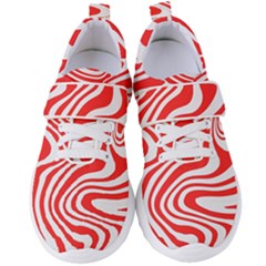 Red White Background Swirl Playful Women s Velcro Strap Shoes by Cemarart