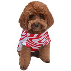 Red White Background Swirl Playful Dog T-shirt by Cemarart