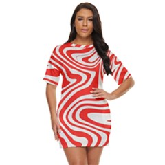 Red White Background Swirl Playful Just Threw It On Dress by Cemarart