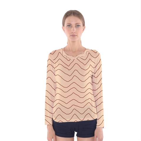 Background Wavy Zig Zag Lines Women s Long Sleeve T-shirt by Cemarart