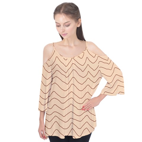 Background Wavy Zig Zag Lines Flutter Sleeve T-shirt  by Cemarart