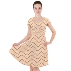 Background Wavy Zig Zag Lines Cap Sleeve Midi Dress by Cemarart