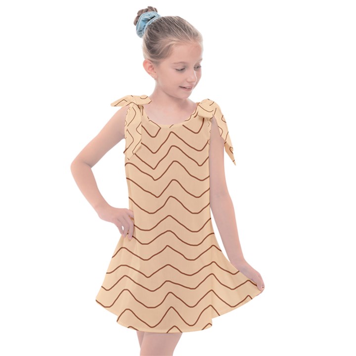 Background Wavy Zig Zag Lines Kids  Tie Up Tunic Dress