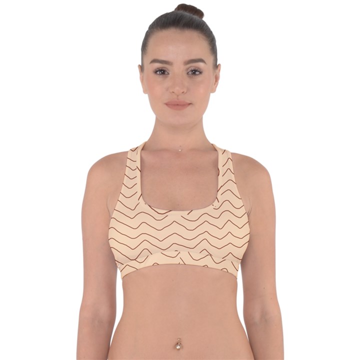 Background Wavy Zig Zag Lines Cross Back Hipster Bikini Top 