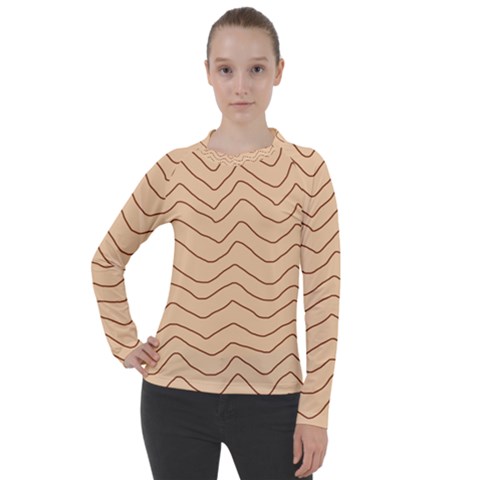 Background Wavy Zig Zag Lines Women s Pique Long Sleeve T-shirt by Cemarart