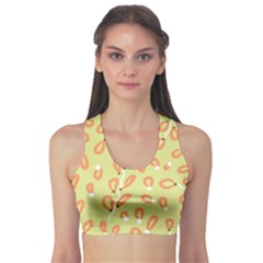 Pattern Leaves Print Background Fitness Sports Bra by Cemarart