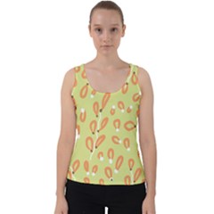 Pattern Leaves Print Background Velvet Tank Top by Cemarart