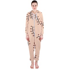 Leaves Plants Dots Pattern Hooded Jumpsuit (ladies) by Cemarart