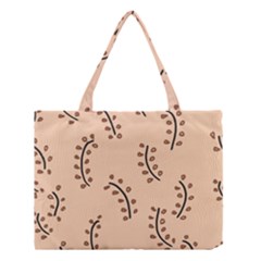 Leaves Plants Dots Pattern Medium Tote Bag by Cemarart