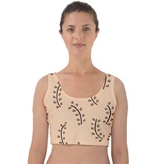 Leaves Plants Dots Pattern Velvet Crop Top by Cemarart