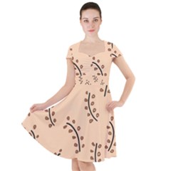 Leaves Plants Dots Pattern Cap Sleeve Midi Dress by Cemarart