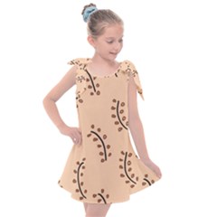 Leaves Plants Dots Pattern Kids  Tie Up Tunic Dress