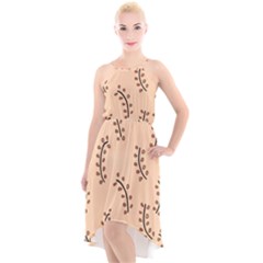 Leaves Plants Dots Pattern High-low Halter Chiffon Dress  by Cemarart