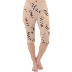 Leaves Plants Dots Pattern Lightweight Velour Cropped Yoga Leggings by Cemarart