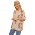 Leaves Plants Dots Pattern Oversized Basic T-Shirt View2