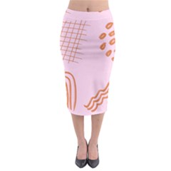 Elements Scribbles Wiggly Lines Retro Vintage Midi Pencil Skirt