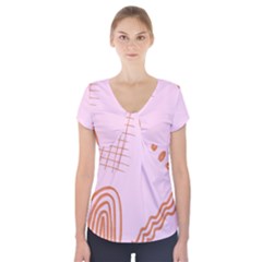 Elements Scribbles Wiggly Lines Retro Vintage Short Sleeve Front Detail Top by Cemarart