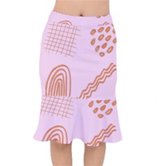 Elements Scribbles Wiggly Lines Retro Vintage Short Mermaid Skirt by Cemarart