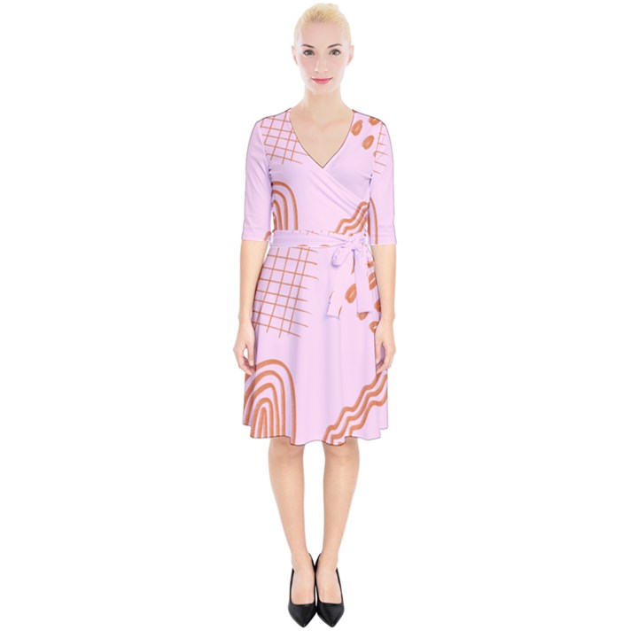 Elements Scribbles Wiggly Lines Retro Vintage Wrap Up Cocktail Dress