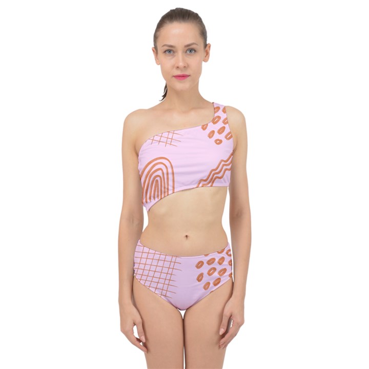 Elements Scribbles Wiggly Lines Retro Vintage Spliced Up Two Piece Swimsuit