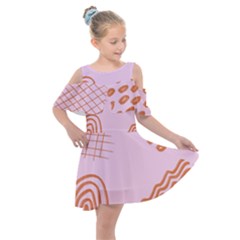 Elements Scribbles Wiggly Lines Retro Vintage Kids  Shoulder Cutout Chiffon Dress by Cemarart