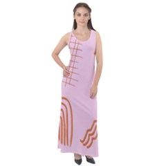 Elements Scribbles Wiggly Lines Retro Vintage Sleeveless Velour Maxi Dress by Cemarart