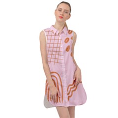 Elements Scribbles Wiggly Lines Retro Vintage Sleeveless Shirt Dress by Cemarart