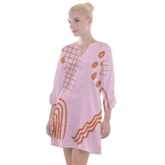 Elements Scribbles Wiggly Lines Retro Vintage Open Neck Shift Dress by Cemarart