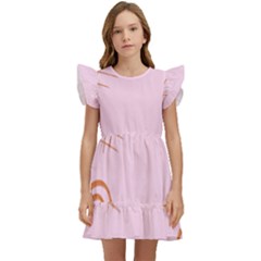 Elements Scribbles Wiggly Lines Retro Vintage Kids  Winged Sleeve Dress by Cemarart