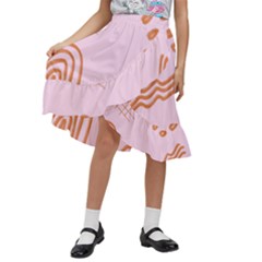 Elements Scribbles Wiggly Lines Retro Vintage Kids  Ruffle Flared Wrap Midi Skirt by Cemarart