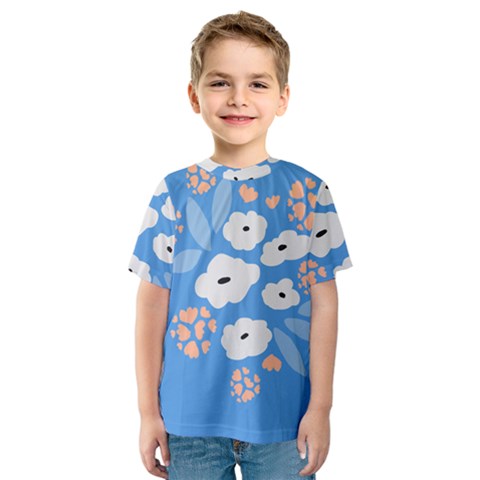 Doodle Flowers Leaves Plant Design Kids  Sport Mesh T-shirt by Cemarart